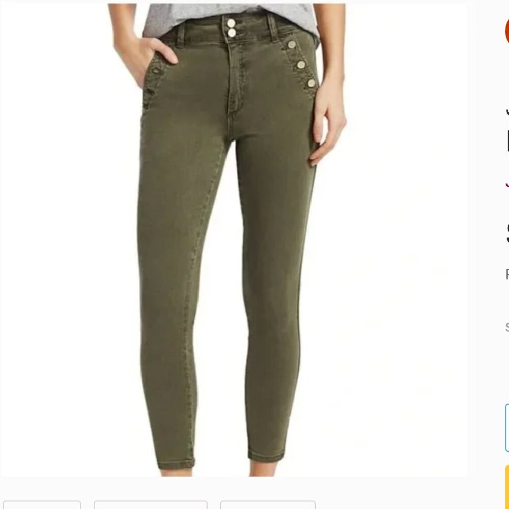 High Rise Green Chino ankle pant